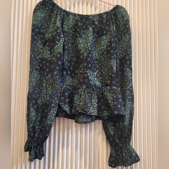 Topshop Women's Mixed Print Tie-Front Blouse - Picture 5 of 5